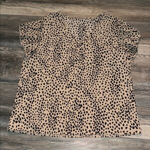 SHEIN Tan and Black Leopard Print Blouse